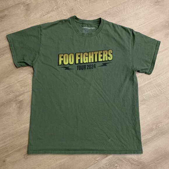 Foo Fighters Everything Or Nothing At All 2024 Tour T-Shirt Men's Large L Green - Picture 1 of 8